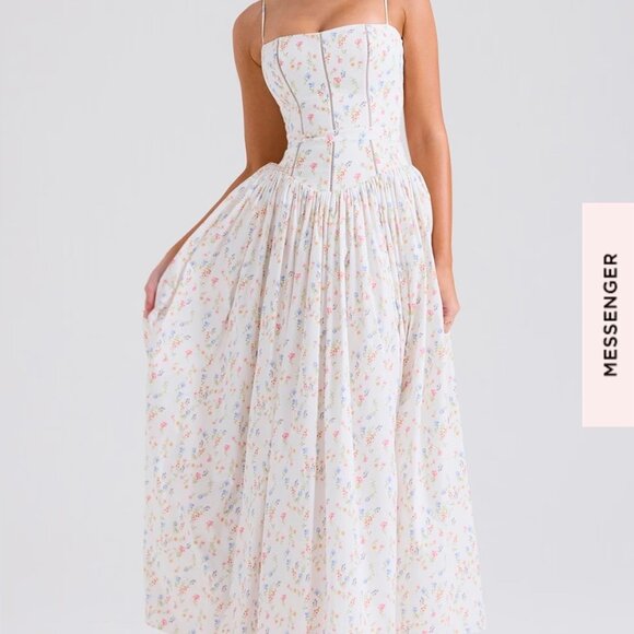 House of CB Ysabella White Posy Print Cotton Maxi Dress - Picture 1 of 4